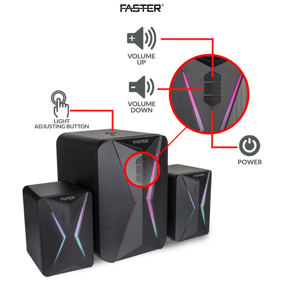 FASTER G1000 RGB Lighting Mini Gaming Speaker with Subwoofer 20W